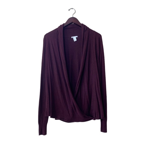 H&M Purple Wrap Front Convertible Wool Blend Sweater Cardigan Size L - Picture 1 of 7